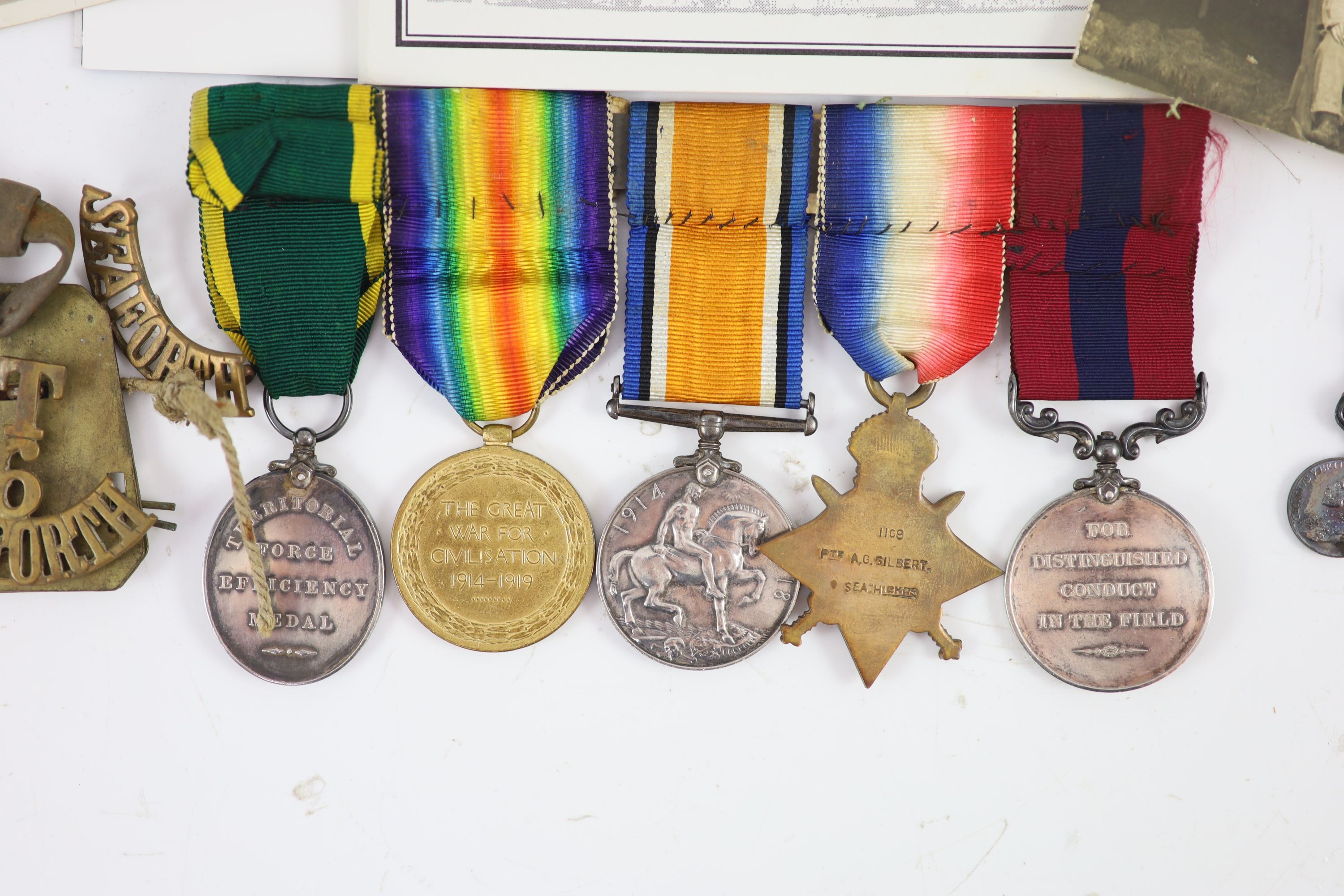 A Great War D.C.M. group of five awarded to Captain Alexander Grant Gilbert, Seaforth Highlanders/Kings African Rifle Corps